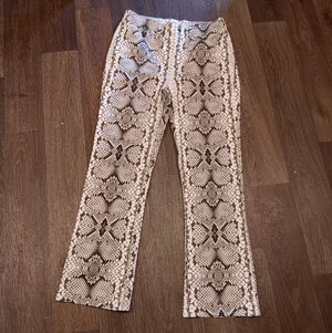 J. Crew White and Green Snake Print Pants Sz 28